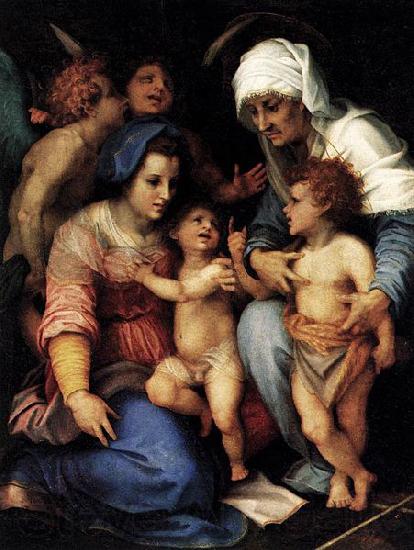 Andrea del Sarto Madonna and Child with St Elisabeth, the Infant St John, and Two Angels Norge oil painting art